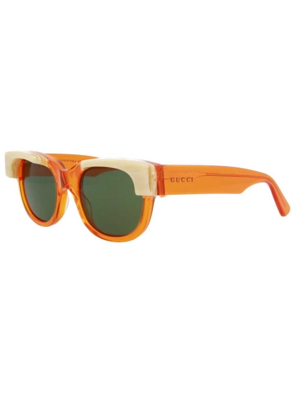 New Gucci Women's Sunglasses Round Oval Acetate Frame Mens Orange Orange Green